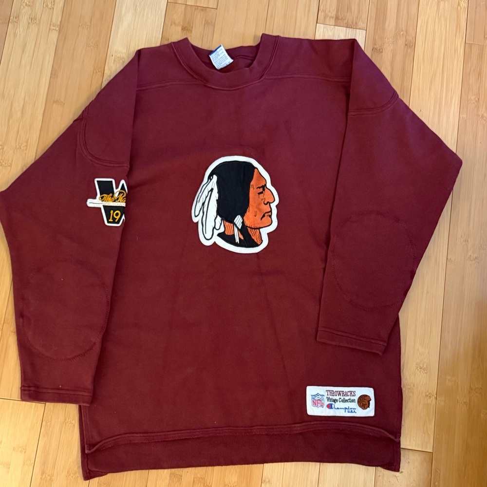 Redskins Champion Throwback Team Sweater with Embroidered Design. Size Large